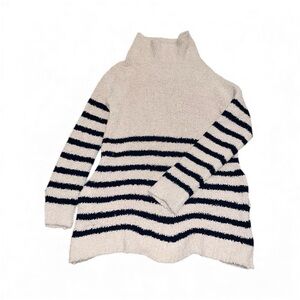 Mittoshop Cream and Black Striped Turtleneck Sweater